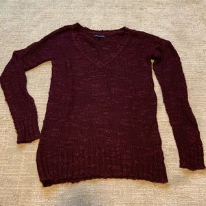 Burgundy American Eagle V-Neck Sweater